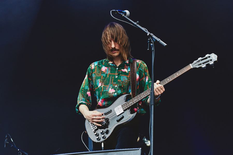 Bassist, hair over face