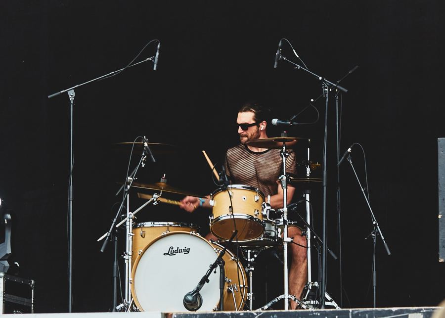 Drummer behind a Ludwig kit